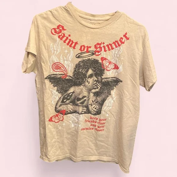 Saint or Sinner Graphic Tee - Tan - Picture 1 of 3